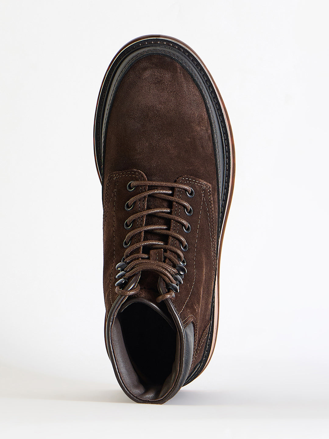 Gant Men Brown Color-Blocked Lace-Up Round Toe Boots