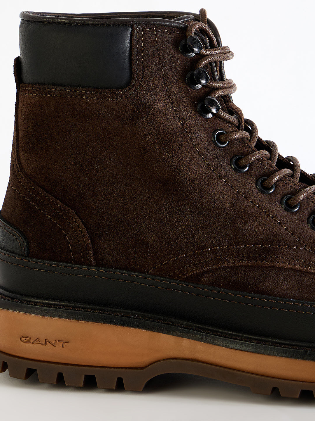 Gant Men Brown Color-Blocked Lace-Up Round Toe Boots