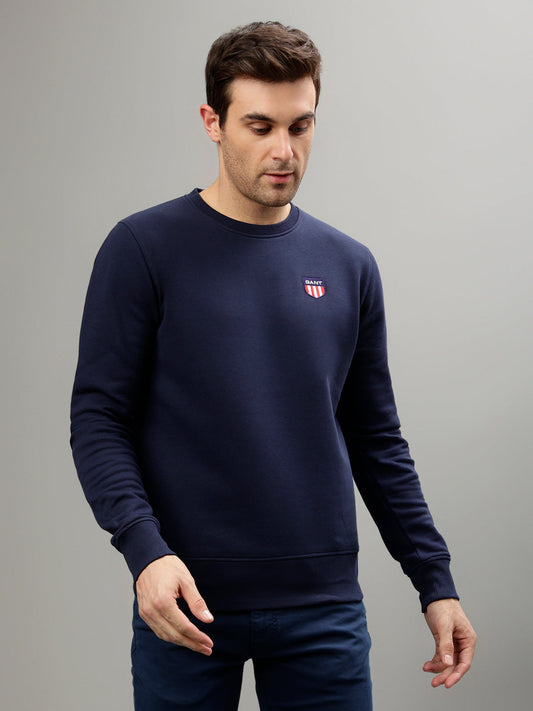 Gant Men Solid Round Neck Full Sleeves Sweatshirt