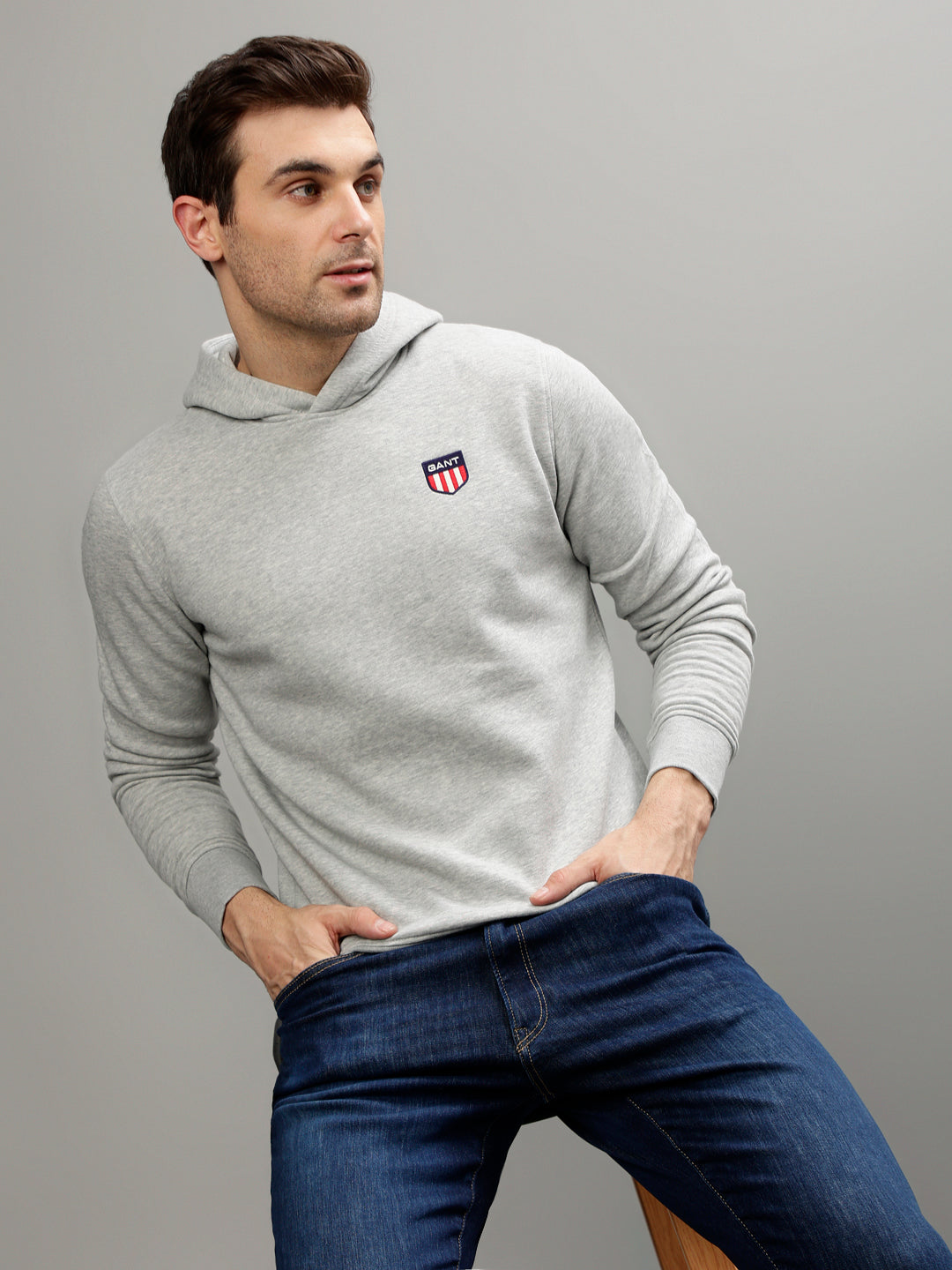 Gant Men Solid Hooded Full Sleeves Sweatshirt