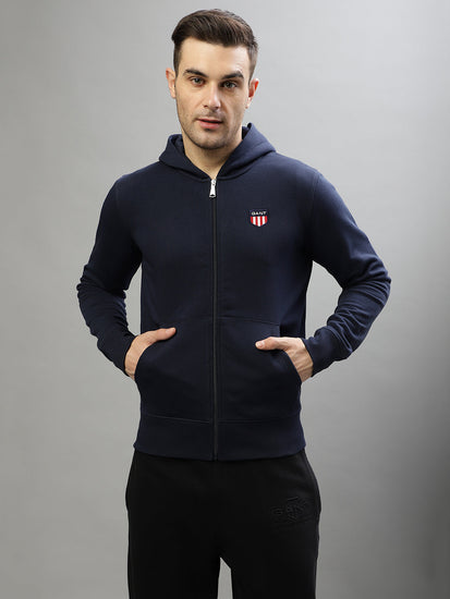 Gant Men Solid Hooded Full Sleeves Sweatshirt