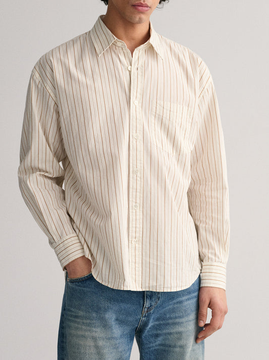 Gant Cream Fashion Striped Oversized Shirt