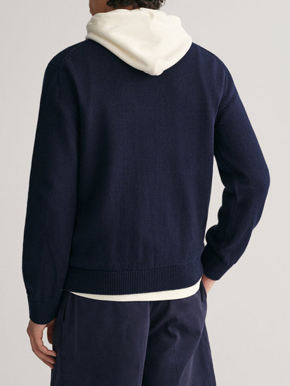 Gant Men Blue Solid Round Neck Sweater