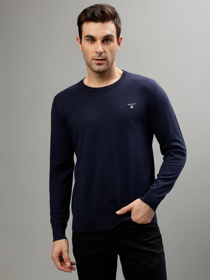 Gant Men Solid Round Neck Long Sleeves Sweater