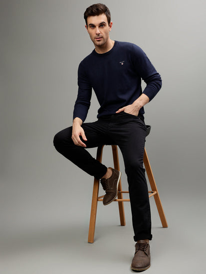 Gant Men Solid Round Neck Long Sleeves Sweater