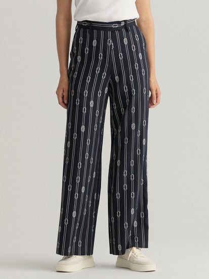 Gant Women Blue Regular Fit Printed Trousers