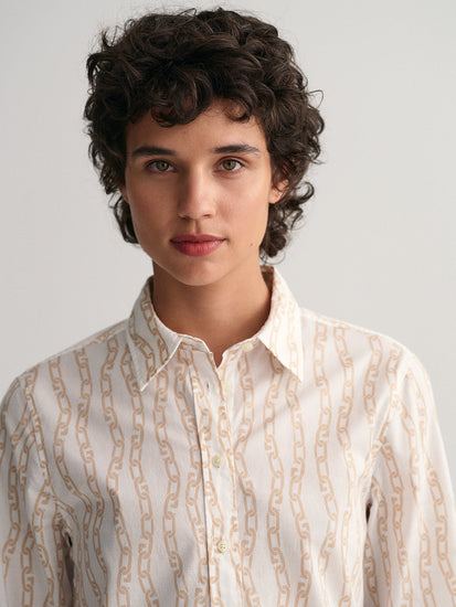 Gant Eggshell Preppy Chain Print Regular Fit Shirt