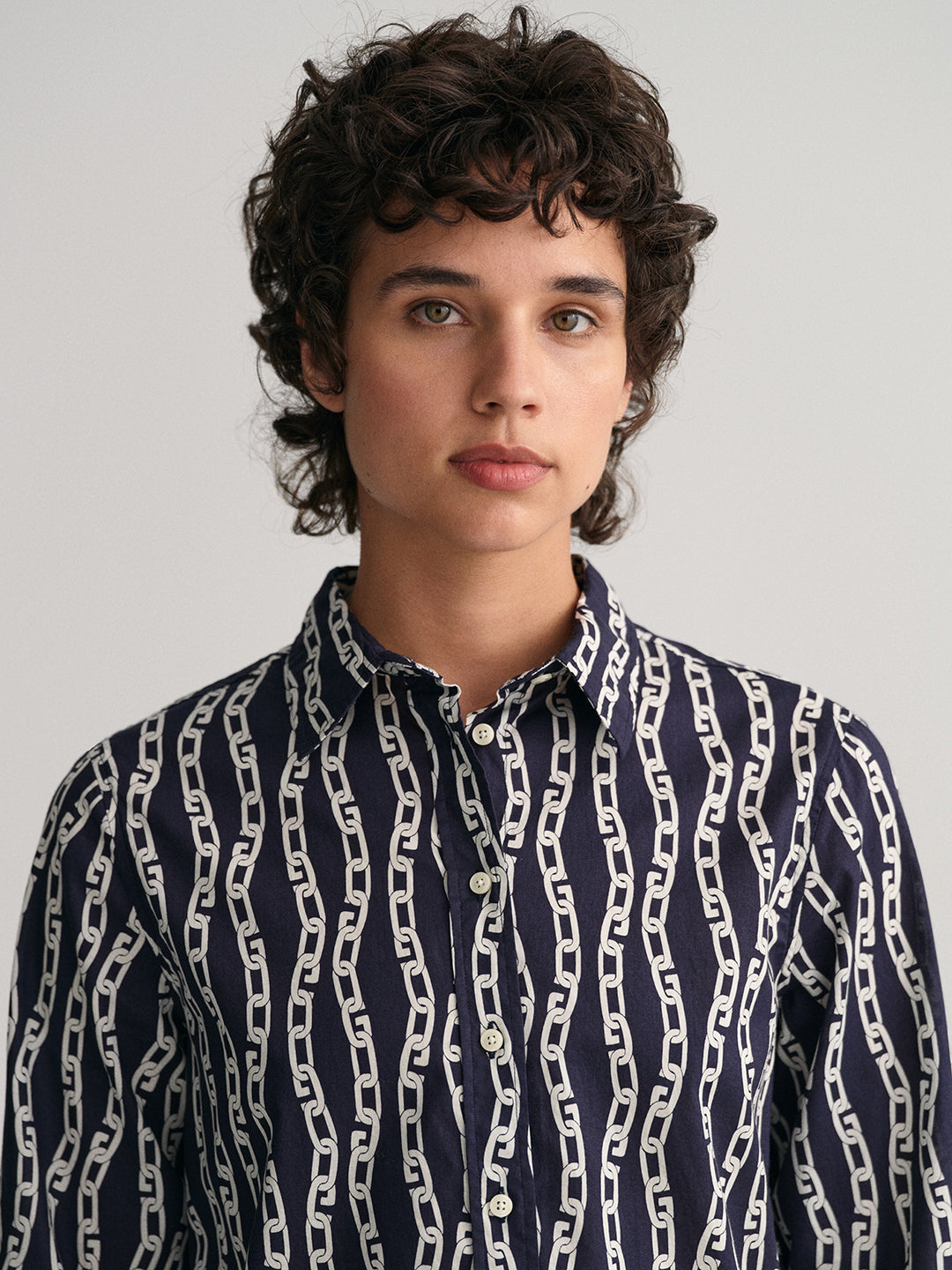 Gant Evening Blue Preppy Chain Print Regular Fit Shirt