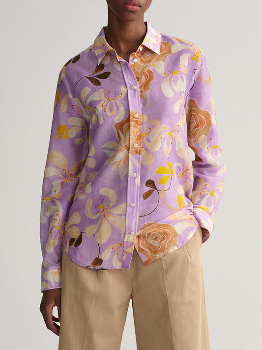 Gant Lilac Preppy Floral Print Regular Fit Shirt