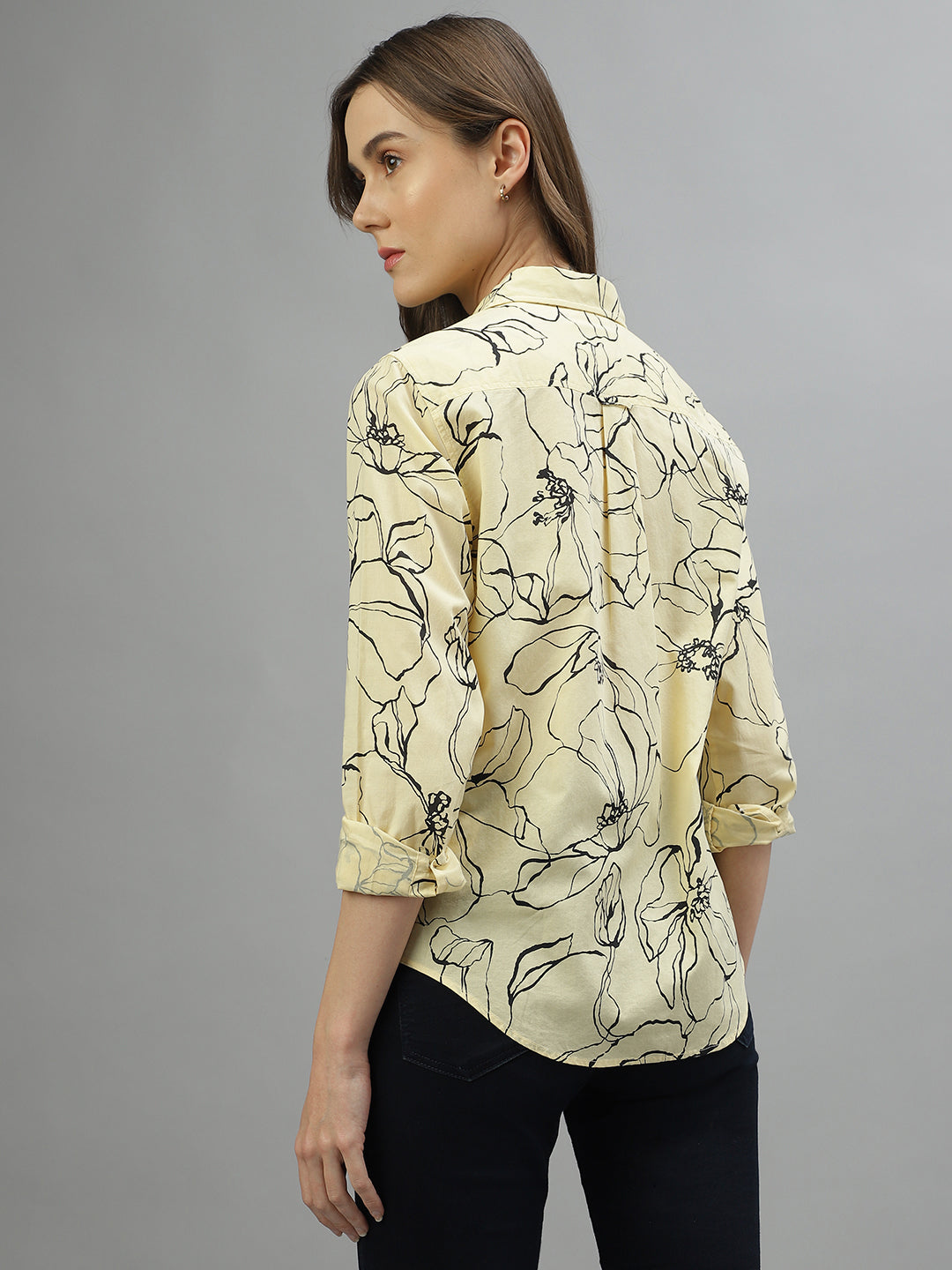 Gant Light Yellow Fashion Printed Regular Fit Shirt