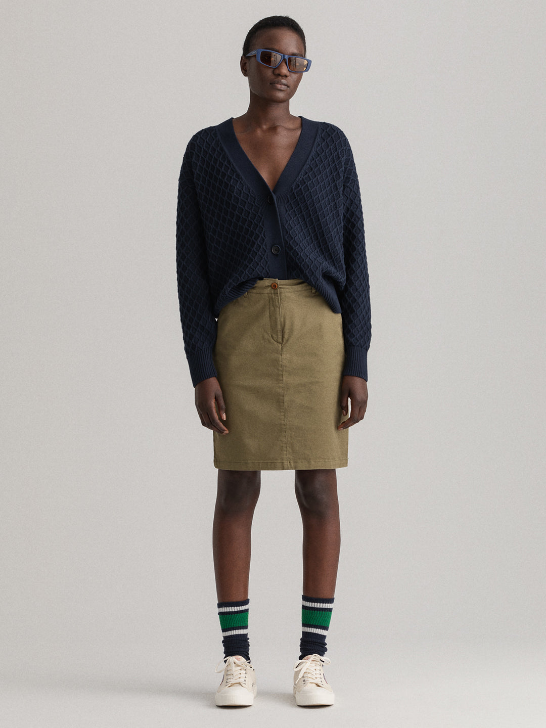 Gant Women Khaki Solid Above Knee-Length Straight Skirt