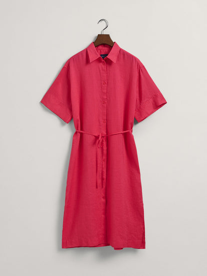 Gant Waist Tie-Up Linen Shirt Midi Dress