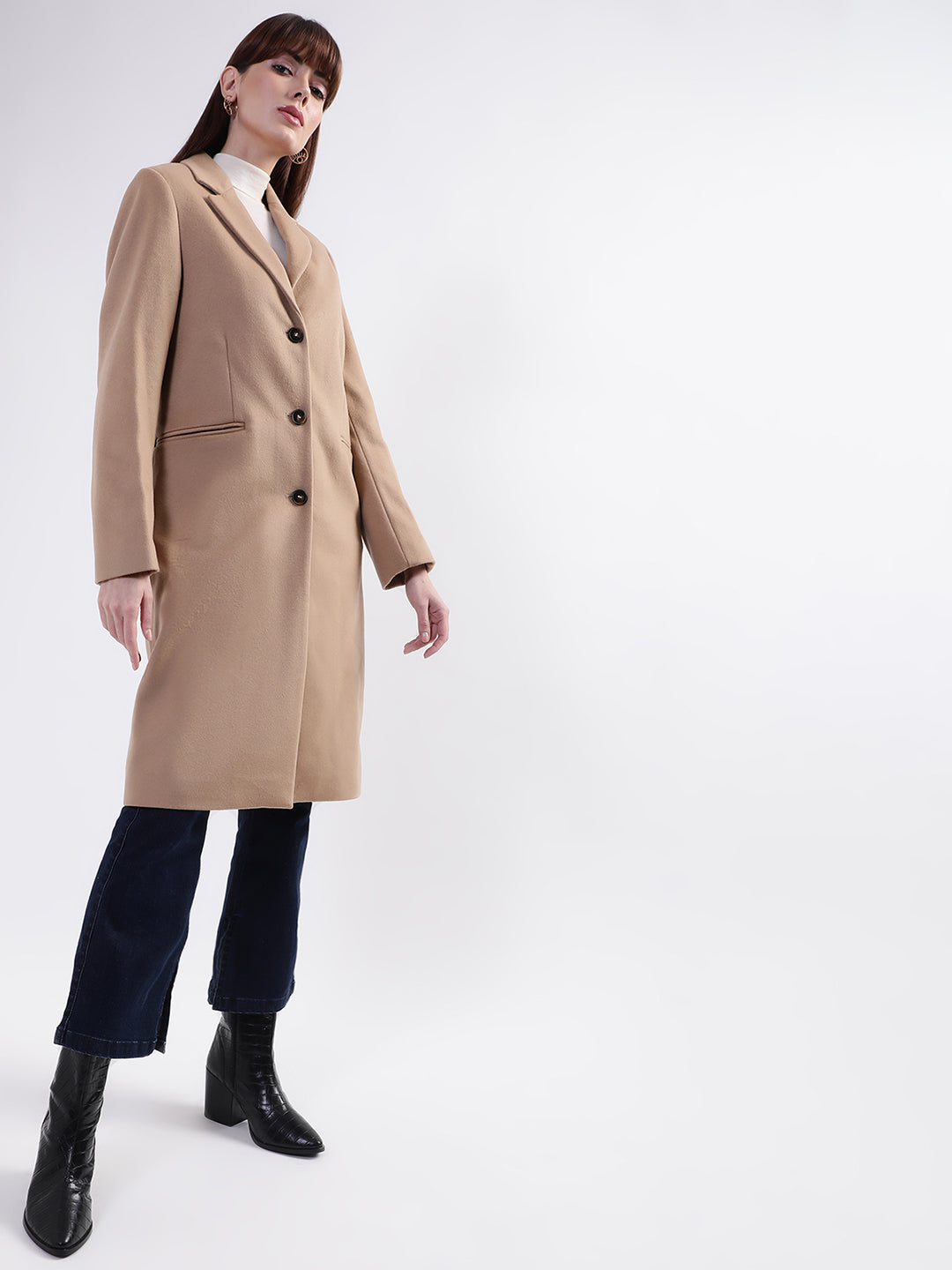 Gant Women Beige Solid Over Coats