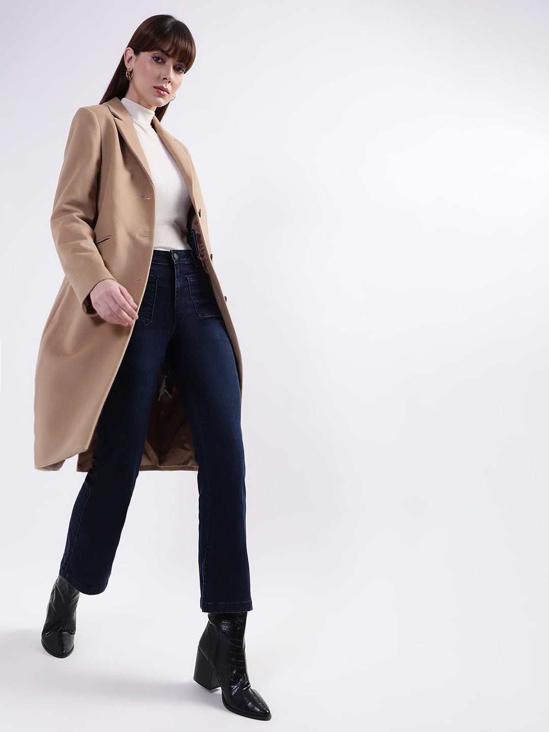 Gant Women Beige Solid Over Coats