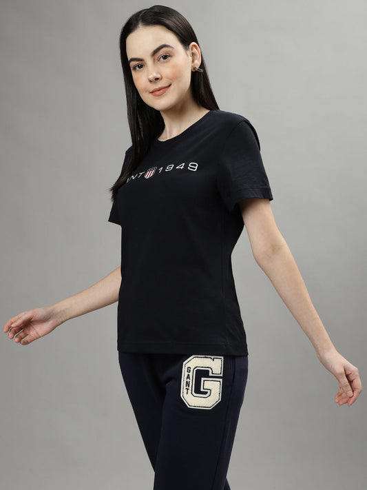 Gant Black Fashion Logo Regular Fit T-Shirt