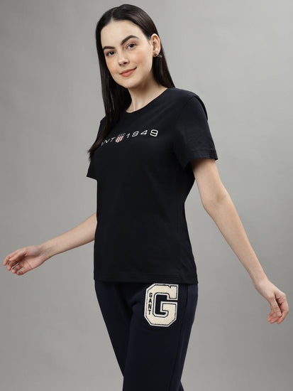 Gant Black Fashion Logo Regular Fit T-Shirt