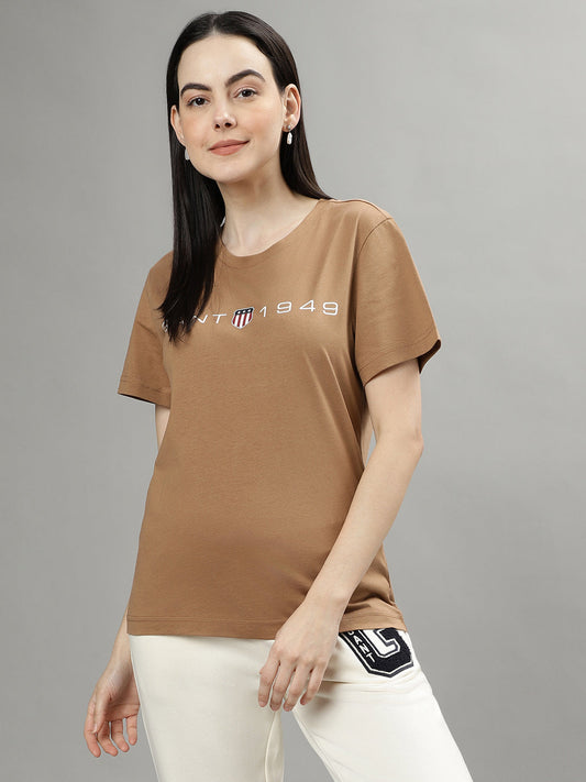 Gant Brown Fashion Logo Regular Fit T-Shirt