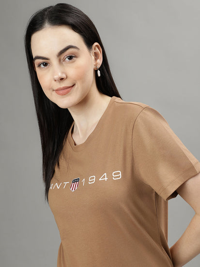 Gant Brown Fashion Logo Regular Fit T-Shirt