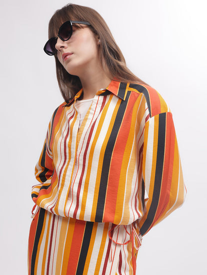 Gant Women Multi Striped Full Sleeves Shirt