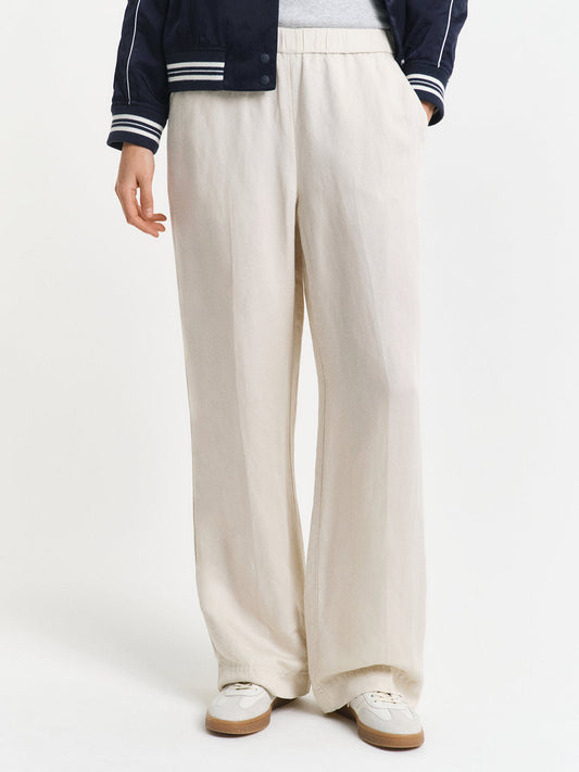 Gant Women Beige Relaxed Fit Wide Leg Trouser