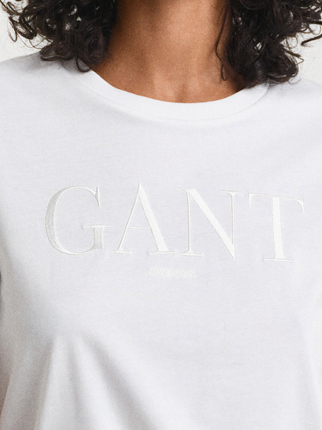 Gant Women White Round Neck Short Sleeves T-Shirt