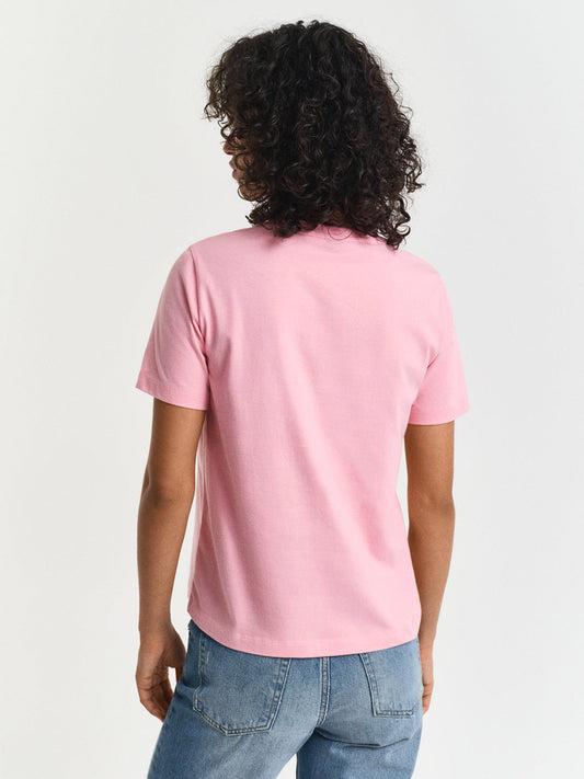 Gant Women Pink Round Neck Short Sleeves T-Shirt