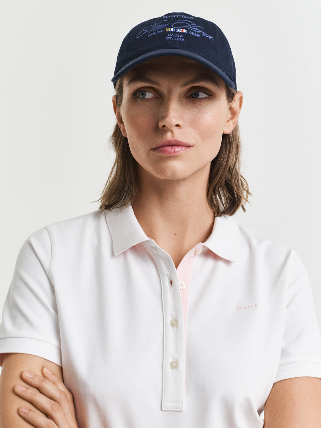 Gant Womens White Polo Collar Short Sleeve Solid T-Shirt