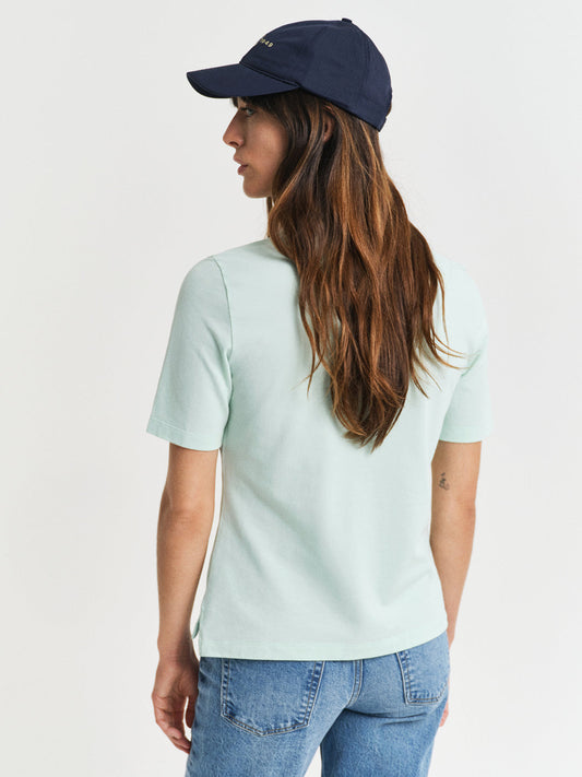 Gant Women Green Polo Collar Short Sleeves T-Shirt