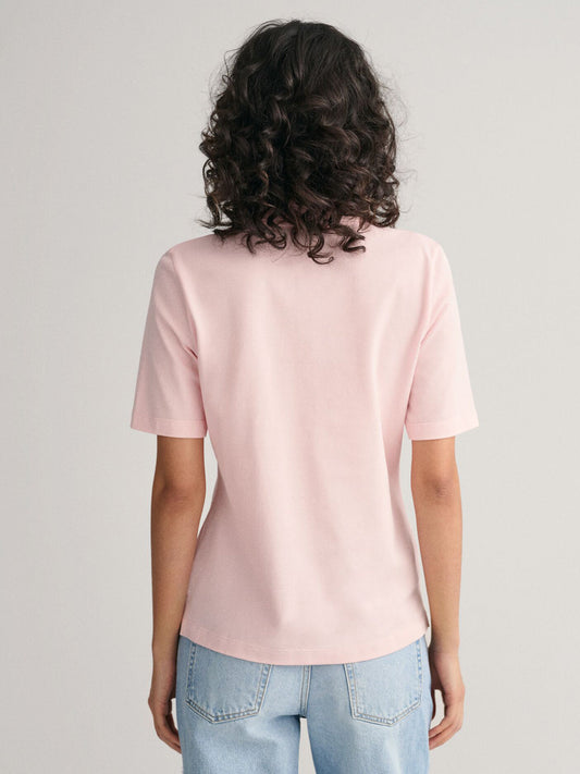 Gant Women Pink Solid Short Sleeves Polo T-Shirt