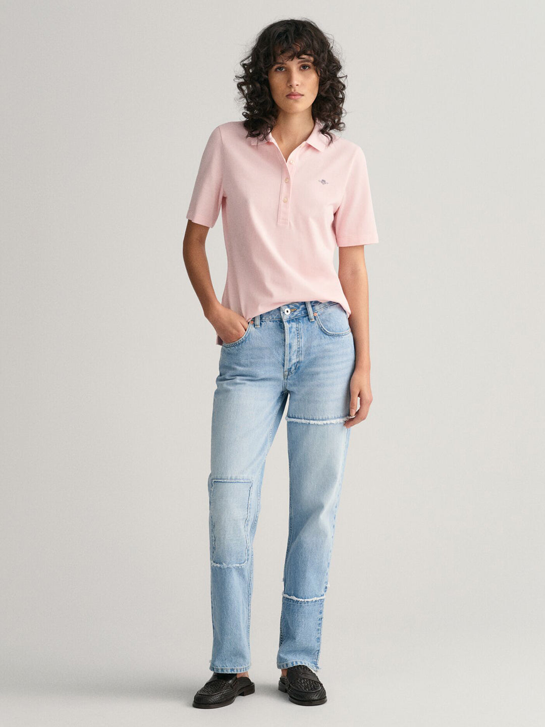 Gant Women Pink Solid Short Sleeves Polo T-Shirt