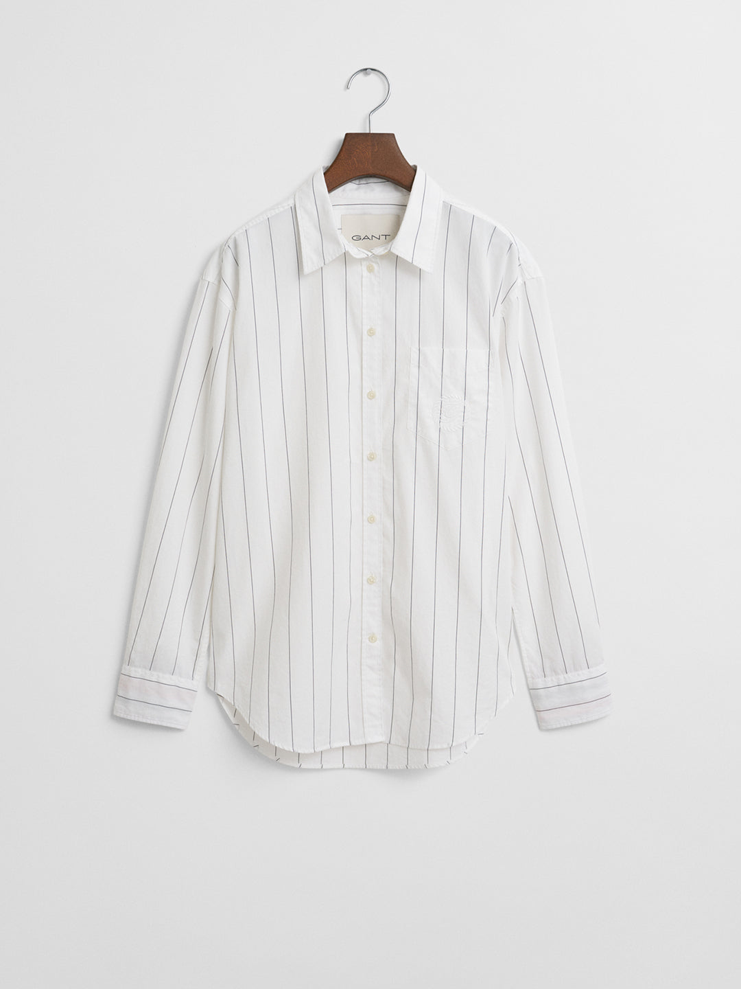Gant Women White Spread Collar Full Sleeves Shirt