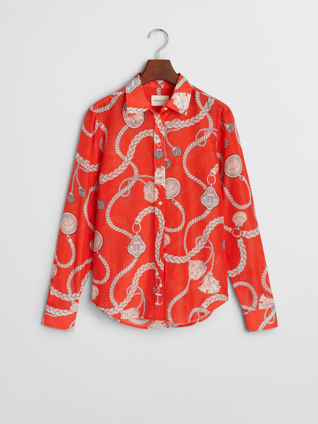 Gant Women Red Spread Collar Full Sleeves Shirt