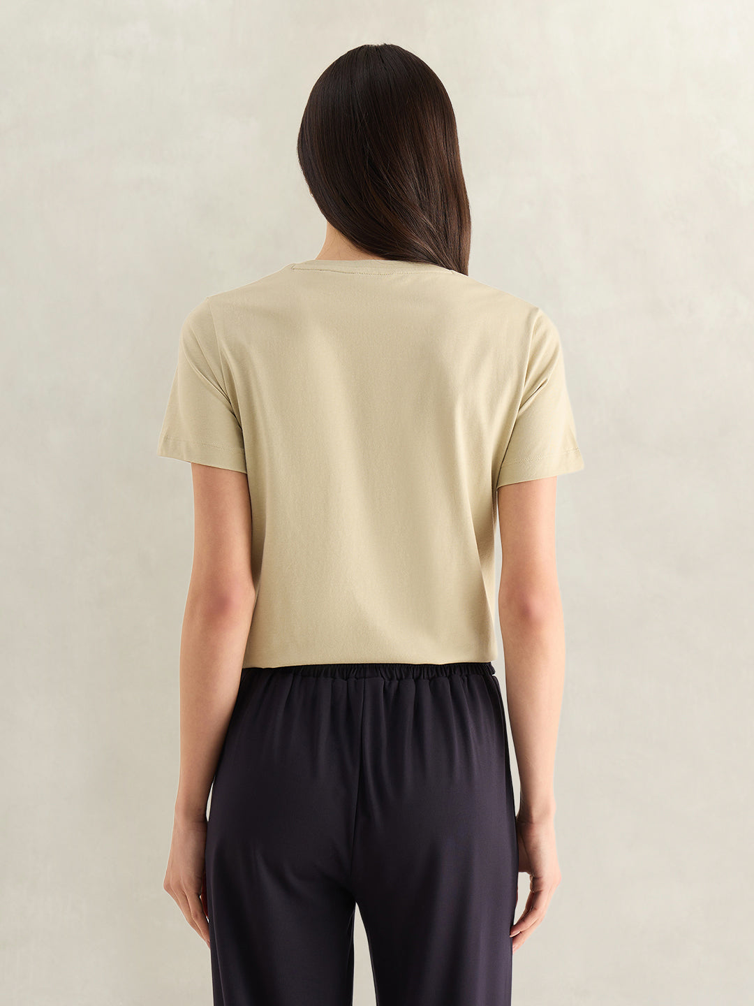 GANT Womens Beige Graphic Round Neck T-Shirt