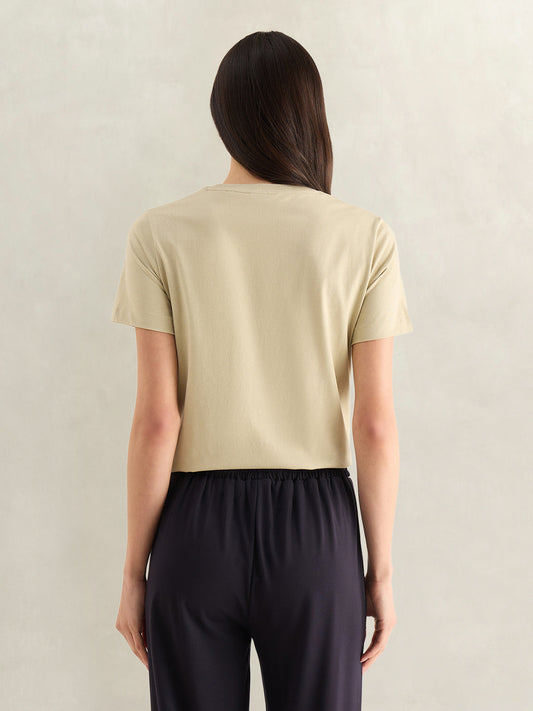 GANT Womens Beige Graphic Round Neck T-Shirt