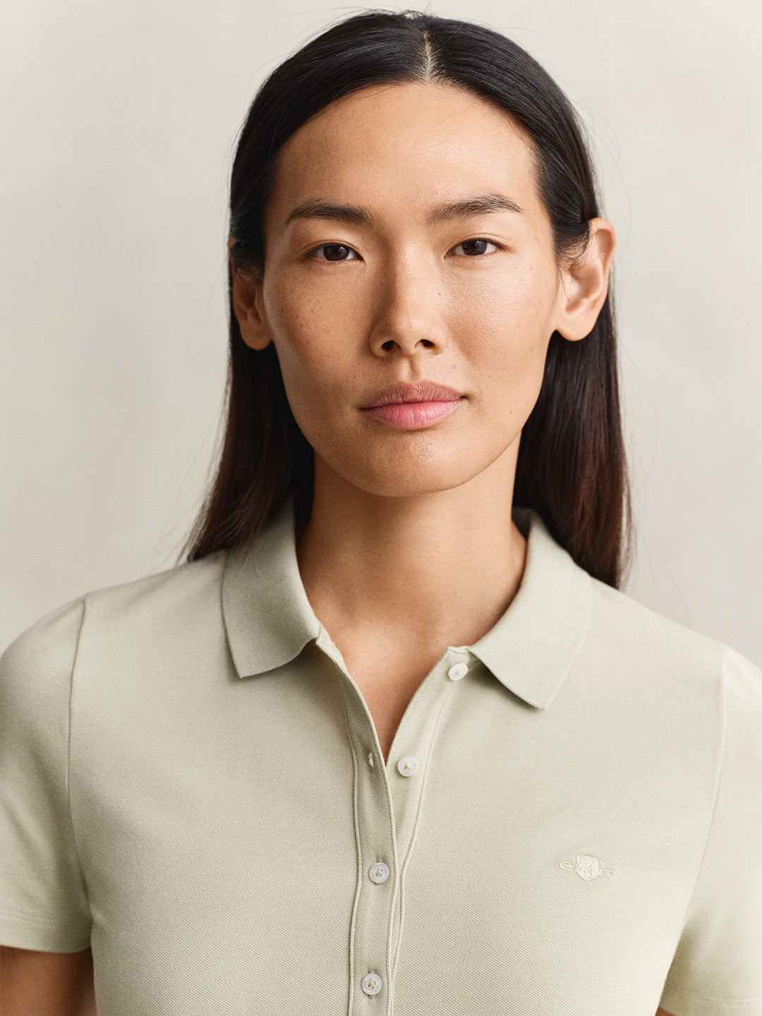 GANT Women Beige Slim Fit Pique Polo T-Shirt