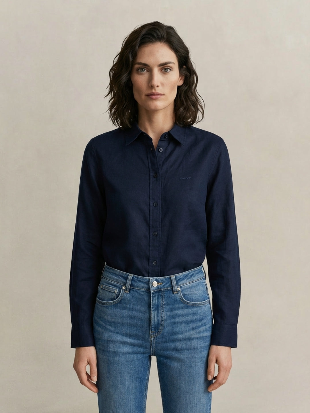Gant Women Pure Linen Black Shirt