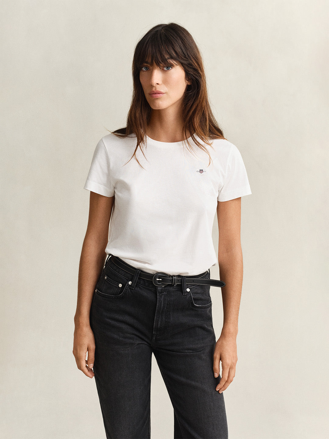 GANT Women White Regular Fit Shield T-Shirt