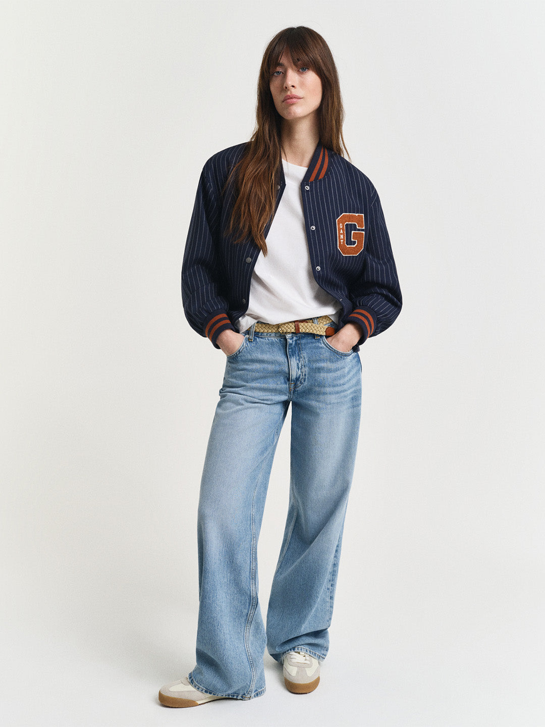 Gant Women White Embroidered Regular Fit T-Shirt