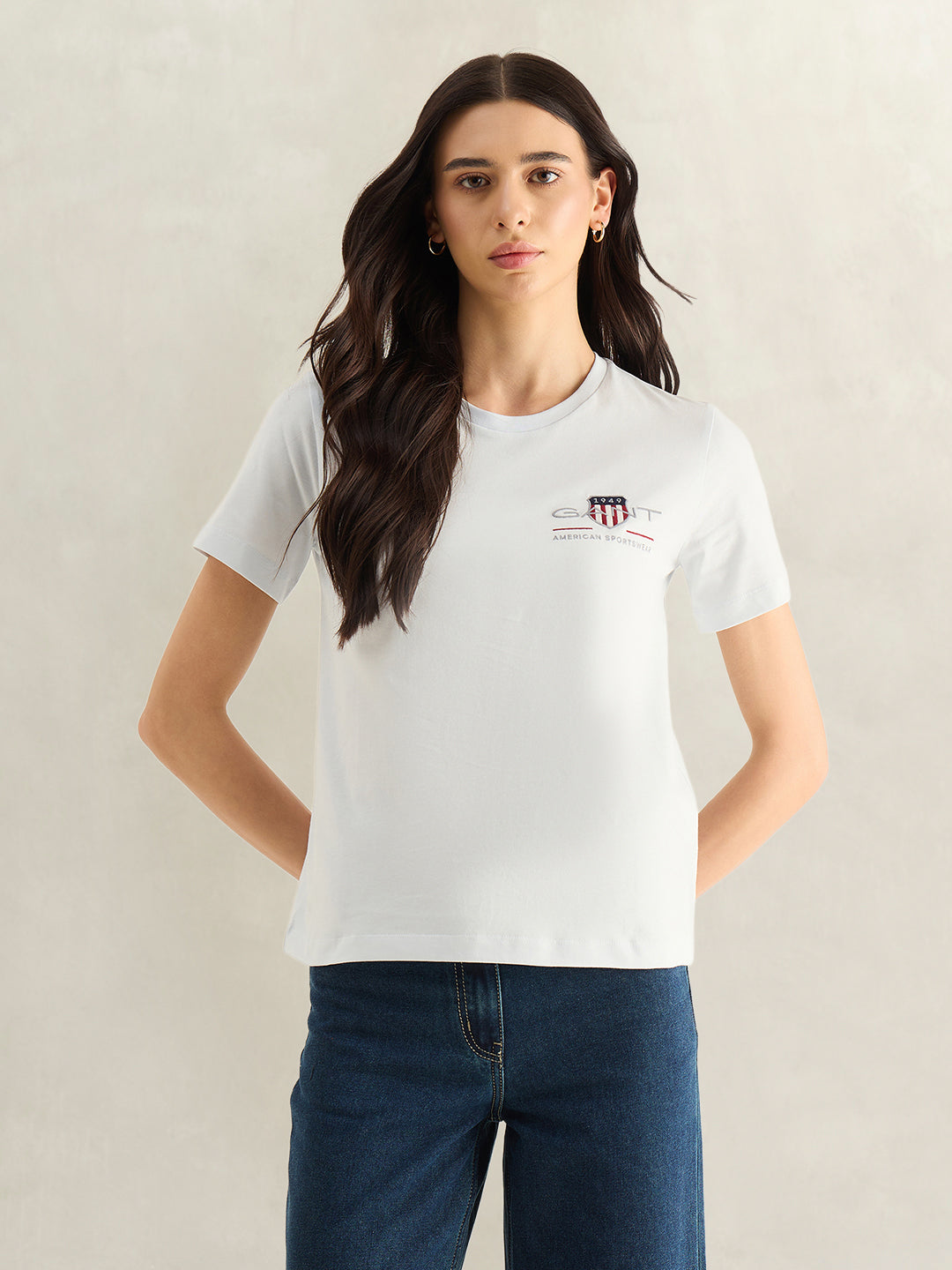 Gant Women Sky Blue Graphic Print Regular Fit T-Shirt