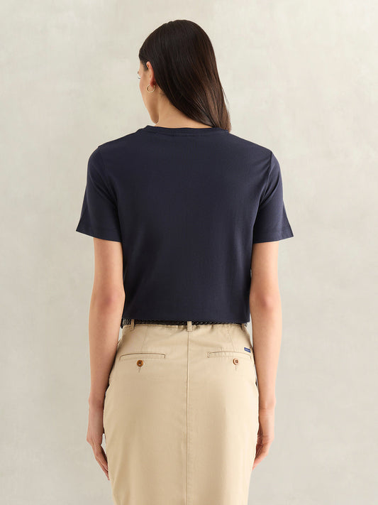 GANT Womens Navy Blue Round Neck T-Shirt