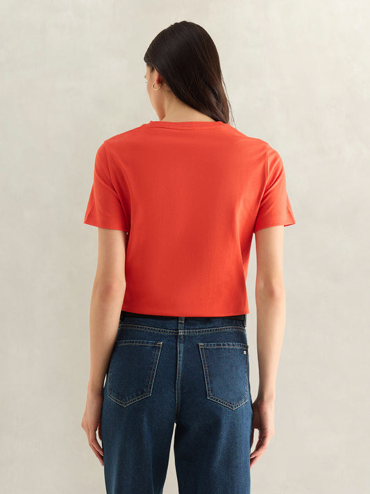 GANT Womens Red Round Neck T-Shirt