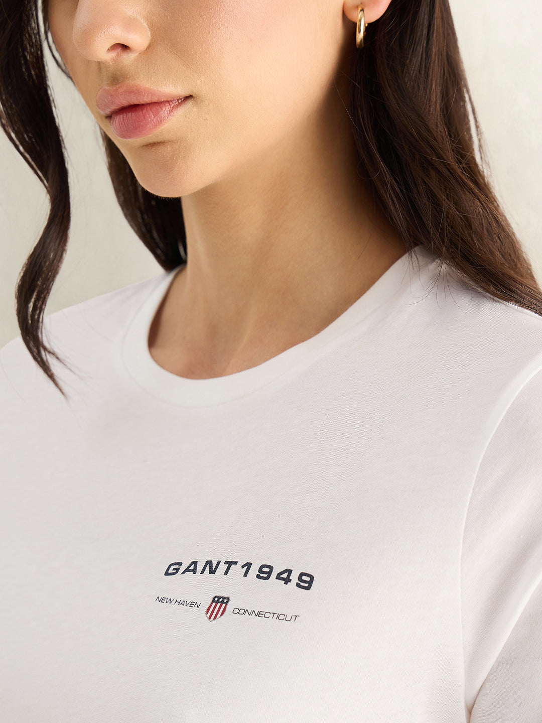 GANT Womens White Round Neck T-Shirt