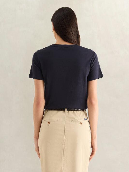 GANT Womens Navy Blue Round Neck T-Shirt