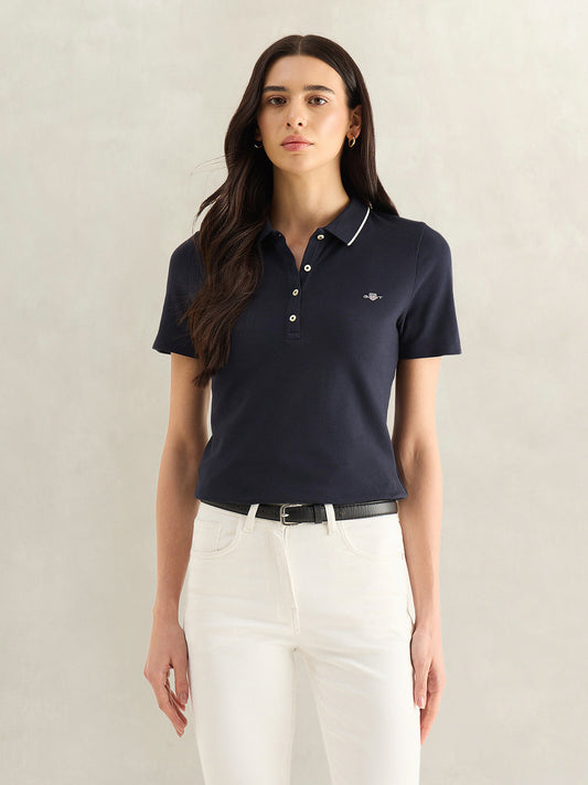 GANT Womens Navy Blue Polo T-Shirt