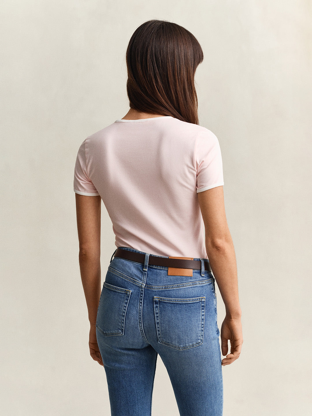 GANT Women Pink Logo Slim Fit Crew Neck T-Shirt