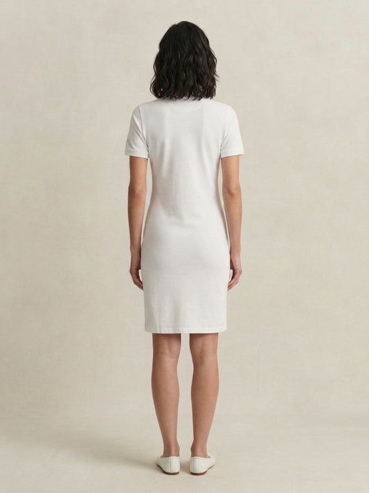 Gant Women White Solid Stretchable Slim Fit Pique Dress