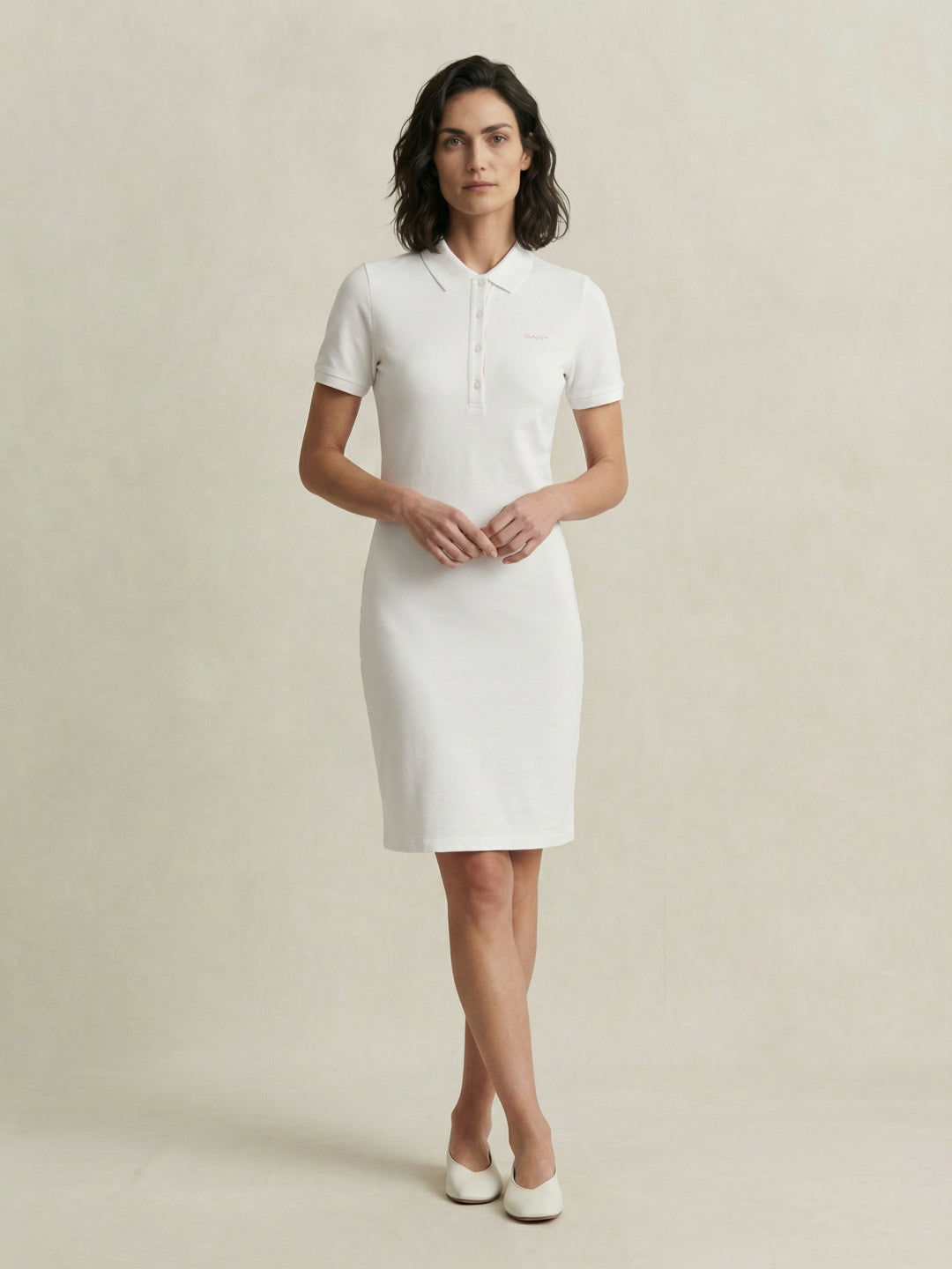 Gant Women White Solid Stretchable Slim Fit Pique Dress