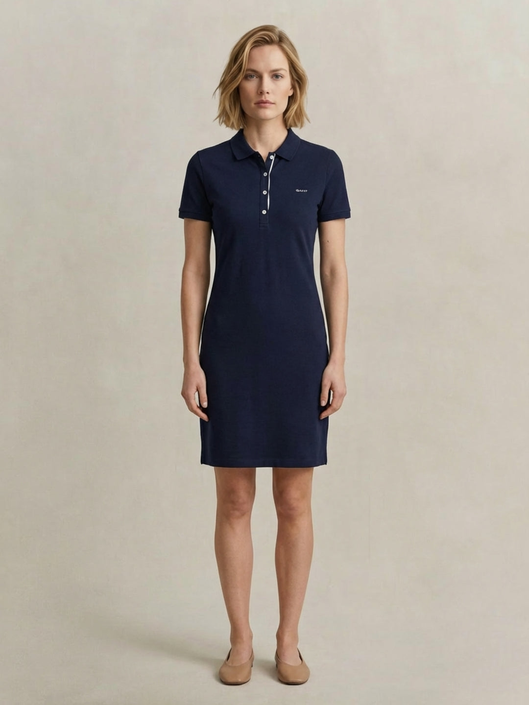 Gant Women Navy Blue Solid Stretchable Slim Fit Pique Dress