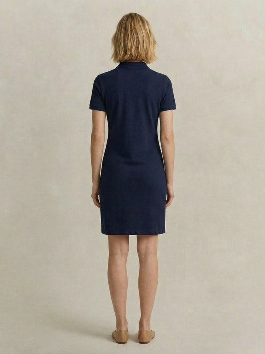 Gant Women Navy Blue Solid Stretchable Slim Fit Pique Dress