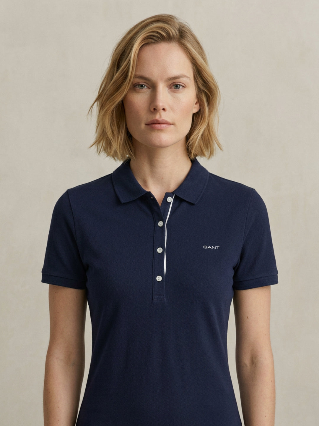Gant Women Navy Blue Solid Stretchable Slim Fit Pique Dress